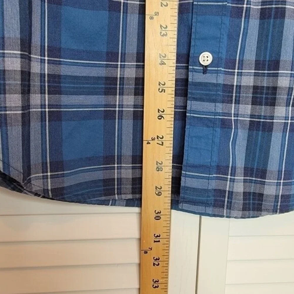 J.CREW Blue Plaid Button Up Long Sleeve Shirt Slim Fit Men's Small Cotton Oxford